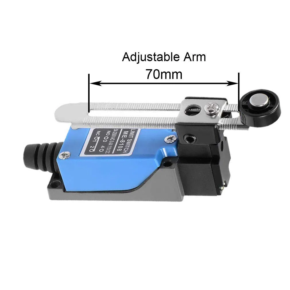 GUUZI 4 piezas Interruptor de Límite Momentáneo ME-8108 Brazo de Palanca de Rodillo Ajustable NC-NO CNC Mill Router Laser Plasma Compatible con Ar-duino 0~250V/5A