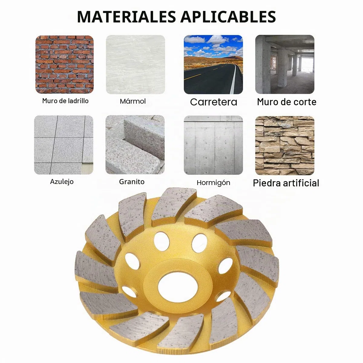 Muela Abrasiva de Hormigón de 4 Pulgadas, Disco de Pulido de Copa de Diamante de 12 Segmentos de Alta Resistencia para Cemento, Mármol, Roca, Mampostería, Hormigón, Etc.