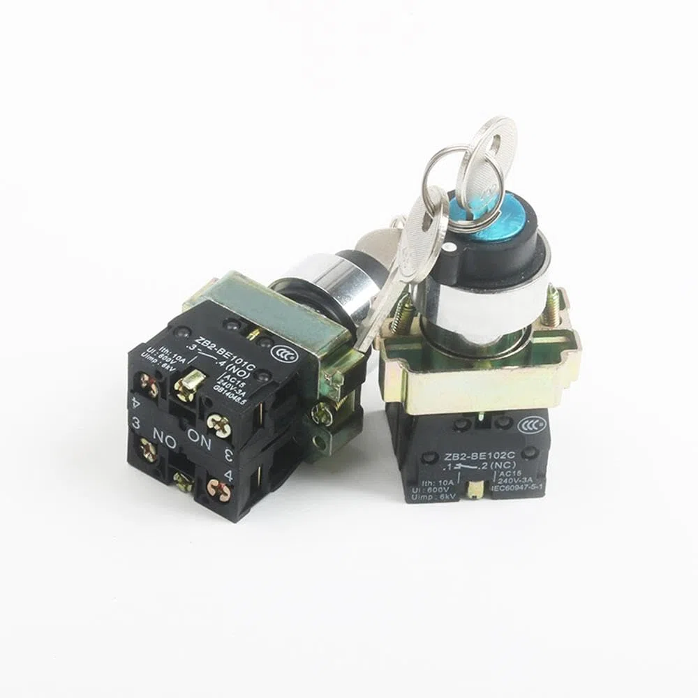 1 interruptor de bloqueo de llave, 22 mm, interruptor de botón con llave DPST para contactor, relé (bloqueo de 2 posiciones)
