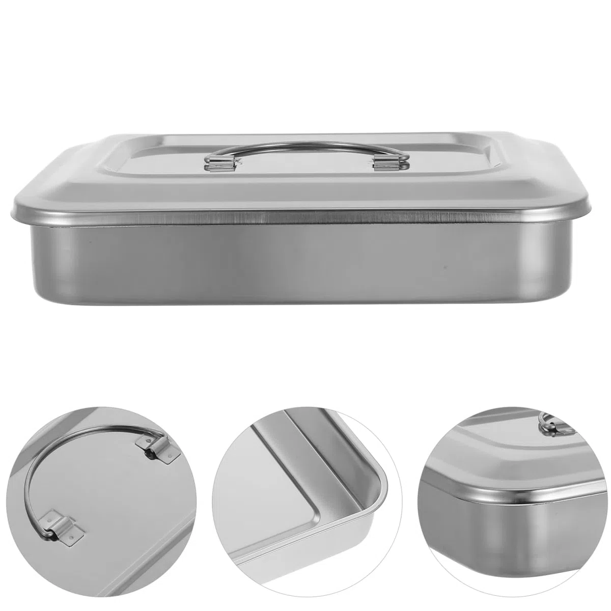 LIFKOME Bandeja con Tapa Cuadrada para Esterilización Resistente al Desgaste y Antióxido de Acero Inoxidable Adecuado para Herramientas de Manicura y Uso Profesional