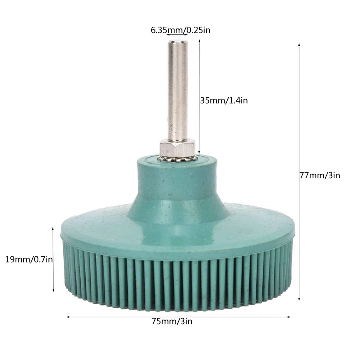 Disco de Cerdas Abrasivo de 3 Pulgadas, Cepillo de Pulido de Goma con Esmeril, Verde Grano 50, 75mm, Incluye Biela, para Taladro El¨¦ctrico