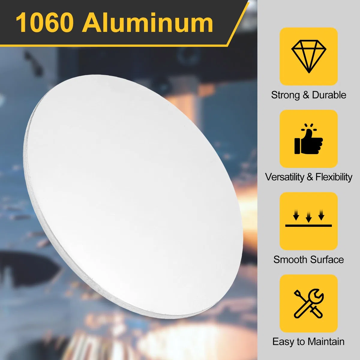 QUARKZMAN 2 Piezas De Disco De Aluminio 4"(100mm) Diámetro 0.16"(4mm) Grosor 1060 Placas De Círculo De Aluminio Hojas Redondas Para Estampado De Metal