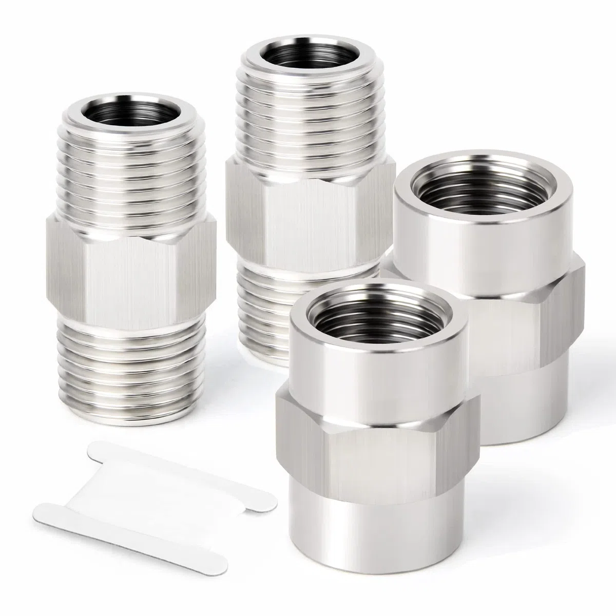 4 piezas 3/8" x 3/8" BSP SUS 304 accesorios de tubería de forja, tubería de rosca macho de 3/8" y tubería de rosca hembra