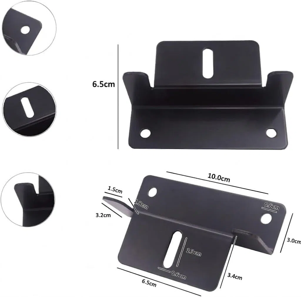 Soporte Z para módulo solar con tuercas/tornillos, soporte de montaje de panel solar para barco, autocaravana, caravana, soporte Z para montaje en techo, montaje de panel solar, 8 piezas negro