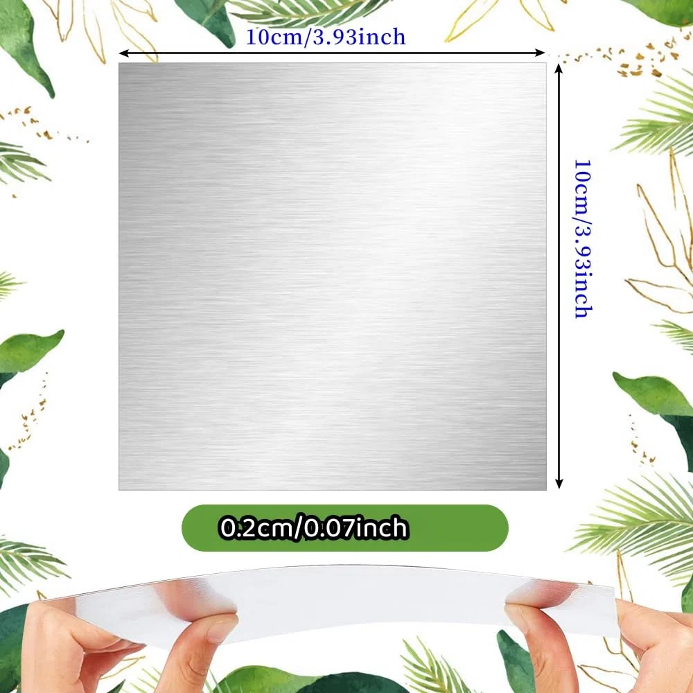 ADERTOS 10 placas de aluminio de 10 x 10 cm, chapa de aluminio de 2 mm, placa de metal plateada con lámina protectora, placa de ejercicios para modelismo, construcción de ferias, manualidades