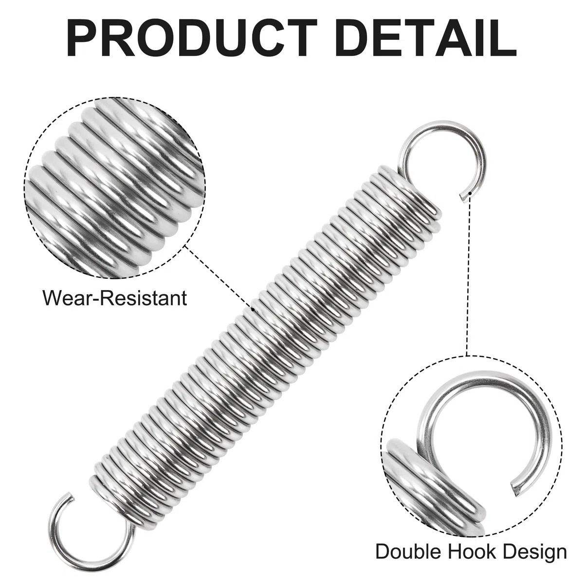 Resortes de Extensión 90mm Muelles de Tensión con Gancho Muelle de Acero Inoxidable Diámetro Exterior 14mm Diámetro Alambre 1,8 mm Fuerza Resorte 7,60KG 4 Piezas