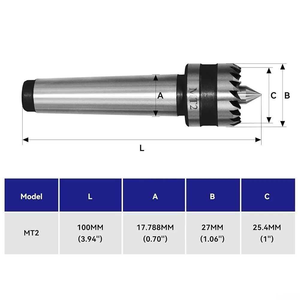 Herramienta de torneado de madera Centro de accionamiento de torno multidiente compatible con modelo estándar MT1 y 2 (MT2)