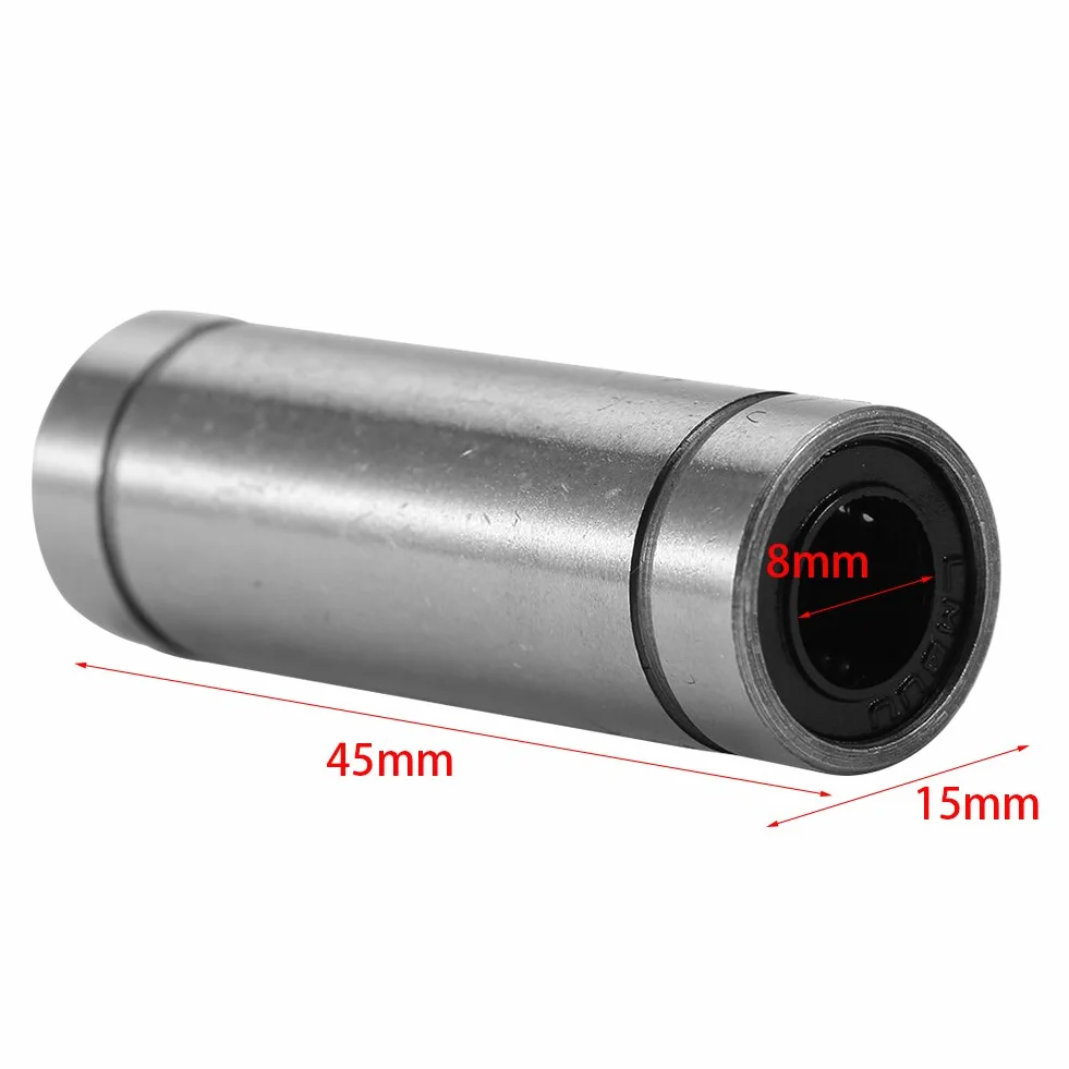 Akozon rodamiento de movimiento lineal 6pcs LM8LUU rodamiento de bolas de movimiento lineal largo para 8mm Rod 3D impresora CNC Parts