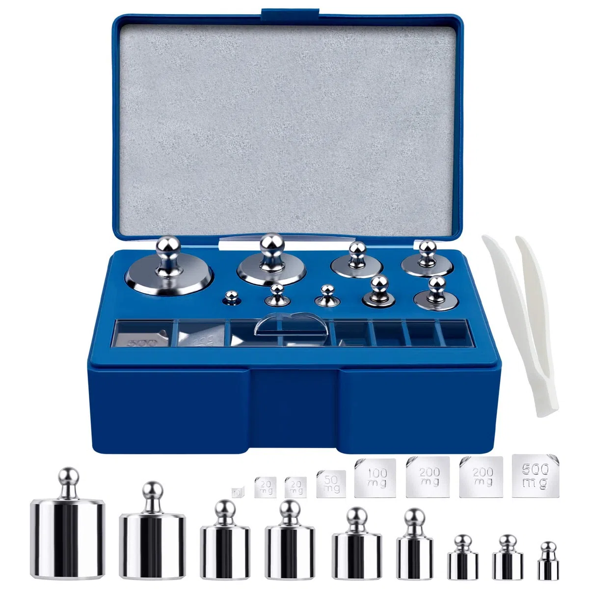 Tyenaza Juego de Pesas de Calibración, 17 Piezas Balanza Calibración Peso Set, 10mg-100g Escala de Peso Calibración, Pesos de la Escala de la Joyería con Caja, para Laboratorio de Ciencias de JoyeríA