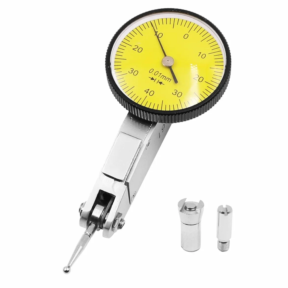 Indicador de dial 0.01mm Indicador de prueba de marcado de precisión Indicador de palanca Rango de indicador de dial 0-0.8 mm para mediciones durante el mecanizado Montaje e inspección