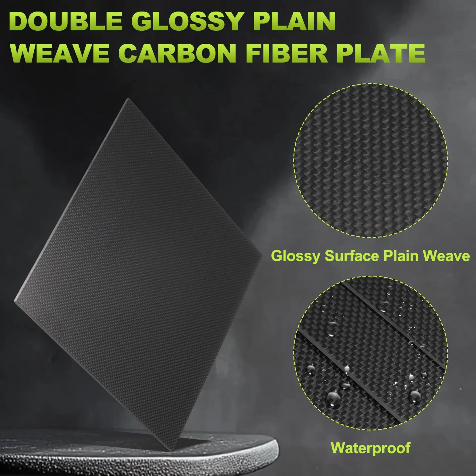 QUARKZMAN Placas Fibra Carbono 3K, Panel Fibra Carbono 100 X 250 X 1mm, Lámina Fibra Carbono Brillante Tejido Liso, Flexible Para Aviones RC, Modelos Coches, Piezas Automóvil