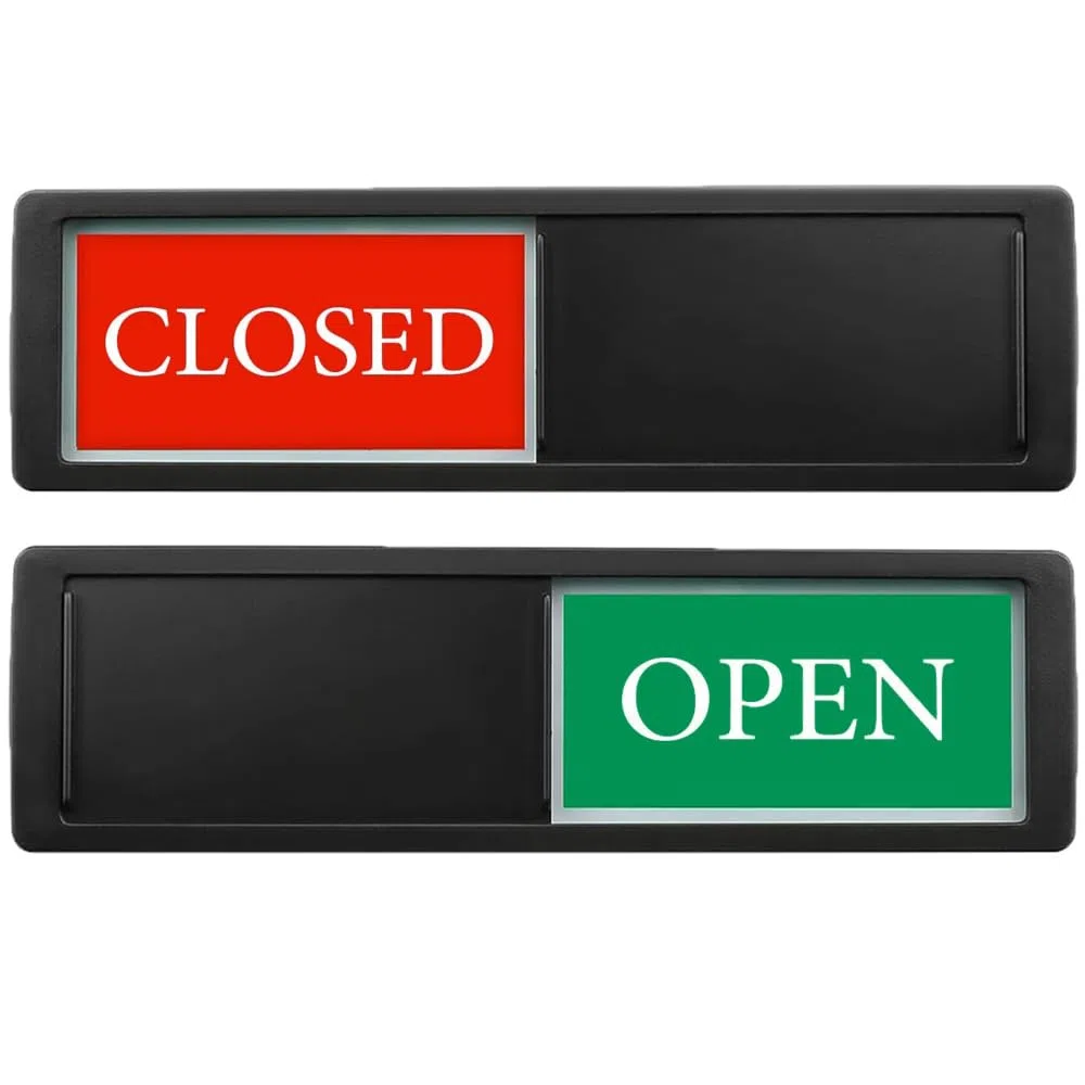 Letrero magnético deslizante abierto y cerrado para puerta de negocios, tienda de negocios, oficina, ventana, restaurantes, bares, tiendas minoristas (negro)