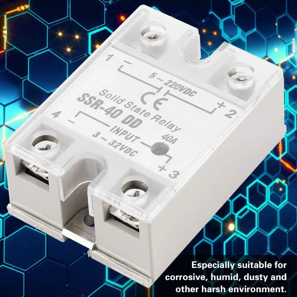 KSTE Relé Estado Solido, SSR-40 DD 40A 5-220VDC Relé Semiconductor Monofásico para el Proceso de Automatización Industrial
