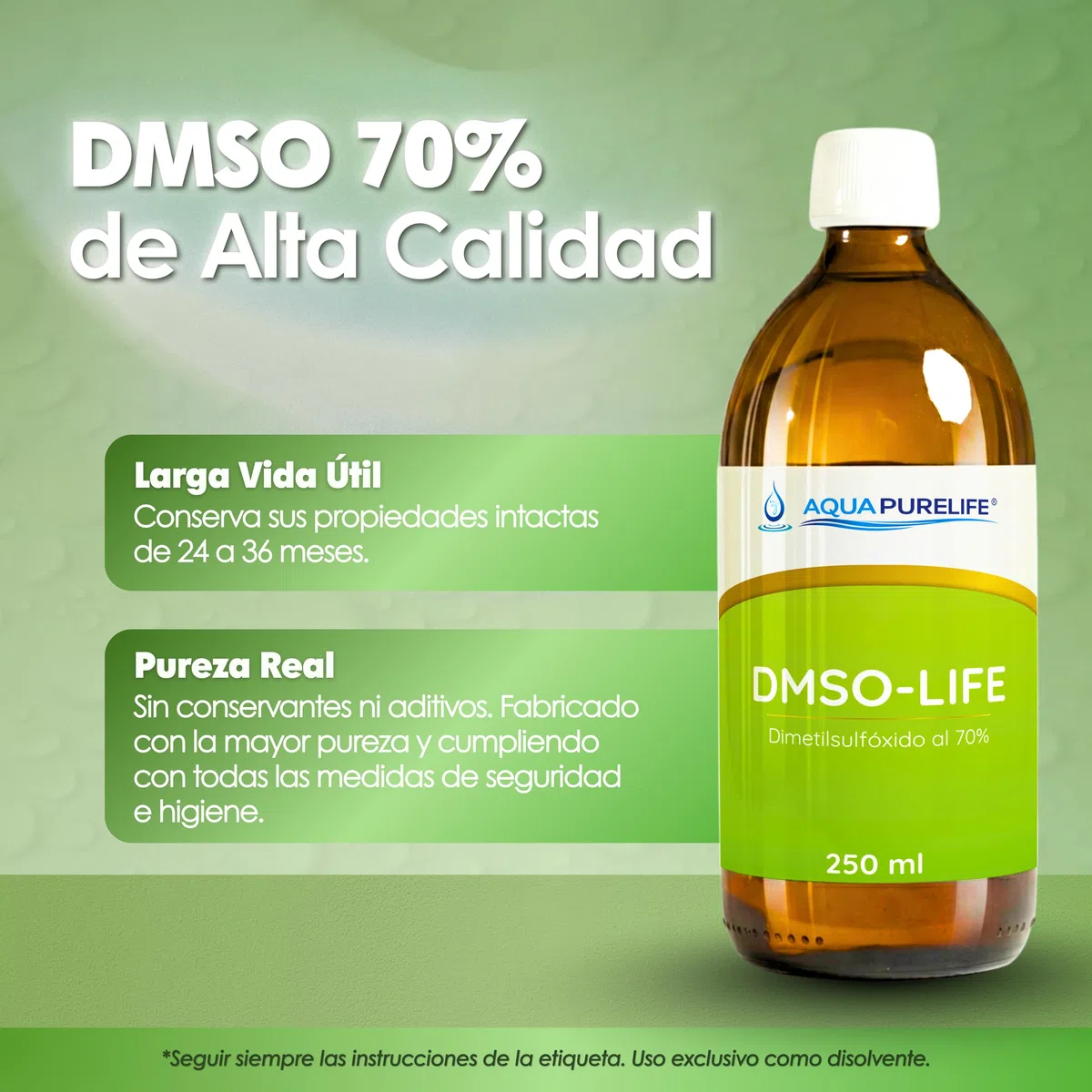 DMSO 70% 250 ml - Dimetilsulfóxido Calidad Farmacéutica 99,9% Pureza - Disolvente Universal Certificado Farmacopea Europea Ph. EUR - Botella Cristal Ámbar con Spray Incluido