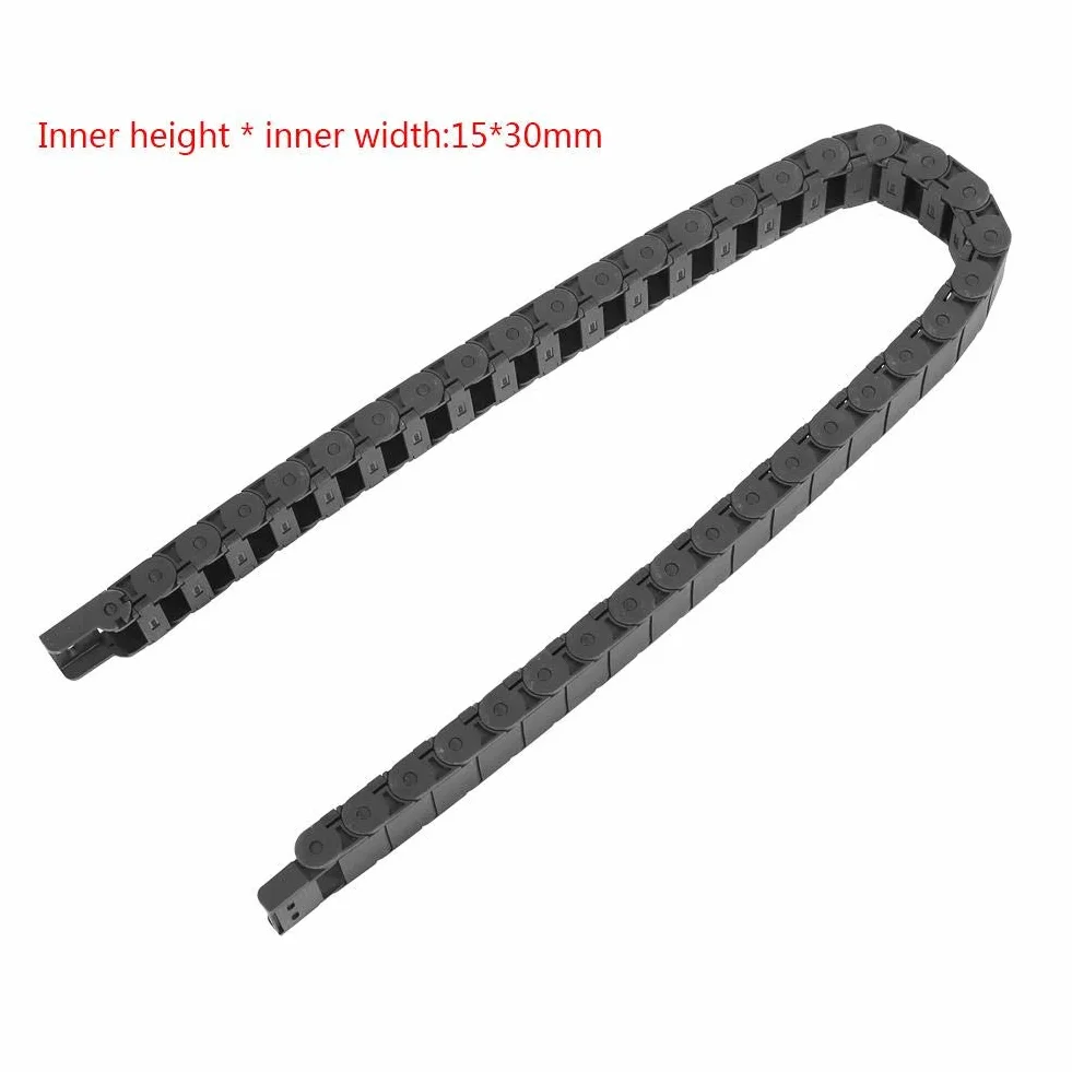 Ausla Cadena Portador de Cable, 1 Metro, 15 x 30 mm, Cadena de Arrastre de Nailon para Máquina de Grabado, Negro