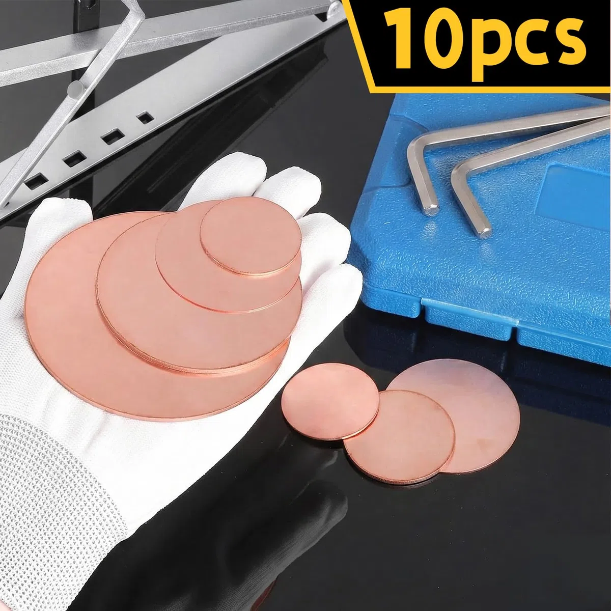 Juego de 10 discos de cobre redondos, 20 mm de diámetro, 2 mm de grosor, chapa de cobre redonda para bricolaje, joyería, ingeniería eléctrica y reparación