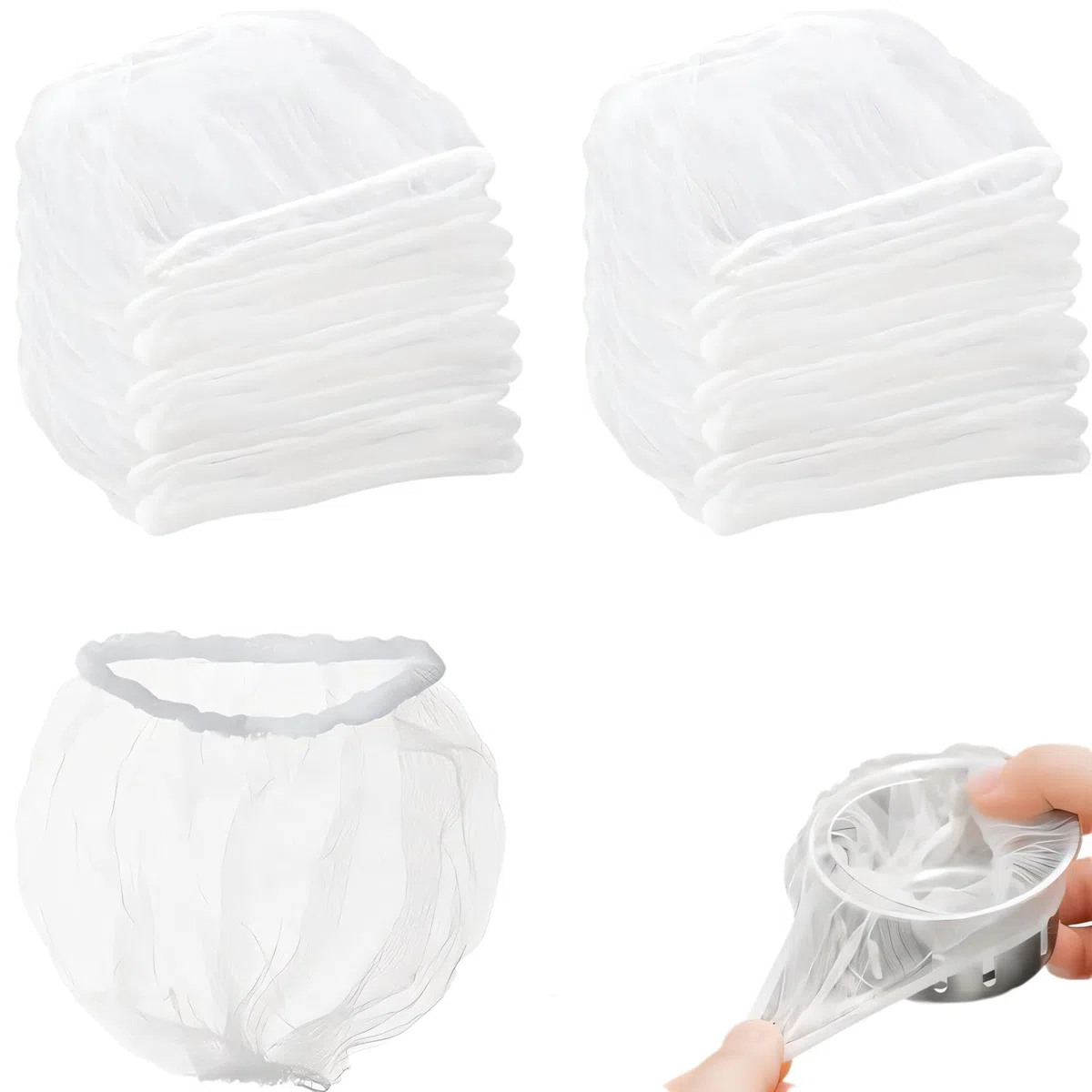 300 Piezas Bolsa de Filtro para Fregadero, Bolsa de Filtro de Malla para Residuos, Regadero de Cocina Bolsa de Malla Fina, Bolsa Antiobstrucción Colador Fregadero, Alcantarillado