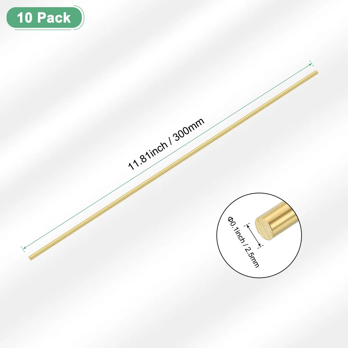 M METERXITY 10 Pcs Barras de Latón, 2.5mmx300mm H65 Barras Redondas de Latón Macizo para Pasadores de Mango de Cuchillo Material Suministros, Remache de Torno Tubo de Latón
