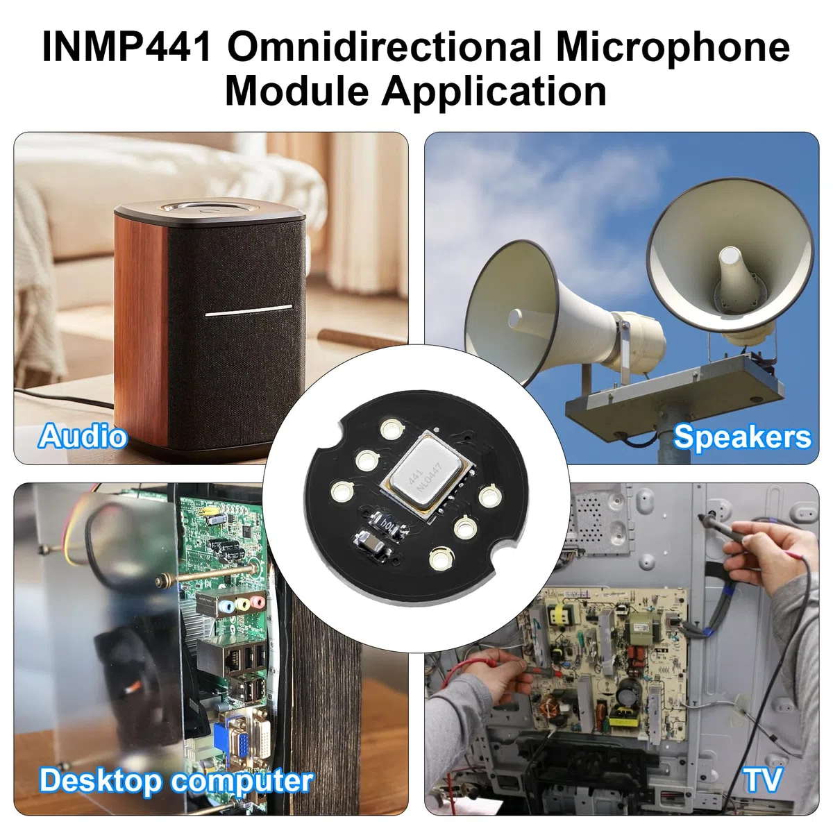 Módulo de micrófono omnidireccional INMP441 de 24 bits, interfaz I2S, salida digital, compatible con para ESP-32 Arduino
