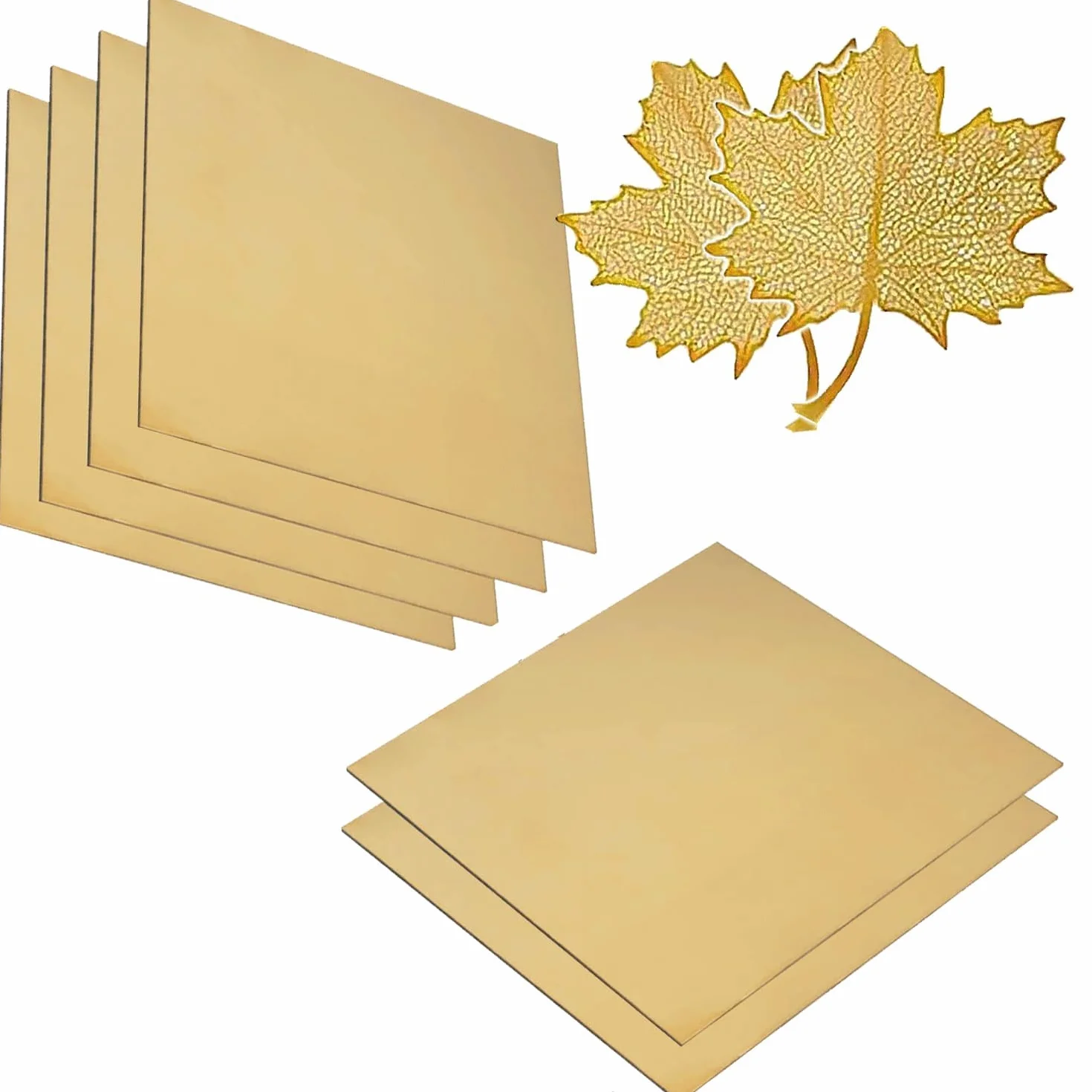 6 piezas Lámina de Metal deLatón, 0,5 mm x 50 mm x 50 mm, láminas de latón, grosor 0,5 mm, chapa de latón de 0,5 mm, placa de latón adecuada para la fabricación, corte según el tamaño deseado por