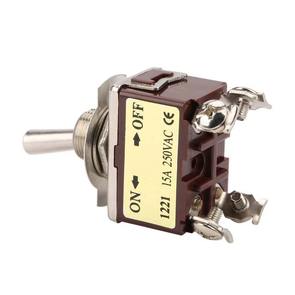 Tbest Interrupteur 230V On 5Pcs On Off Interruptor de Palanca de 2 Posiciones 4 Pines 12Mm Montaje 15A 250Vac