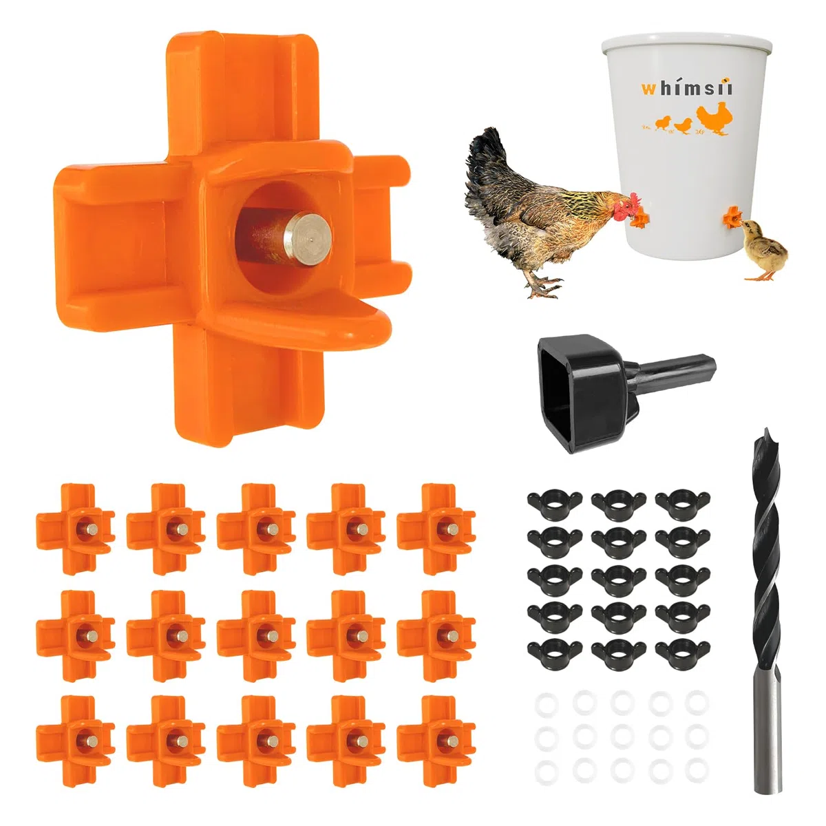 Pezones para pollos (15 unidades), montaje horizontal, sistema de riego automático antifugas, apto para pollos, patos, codornices