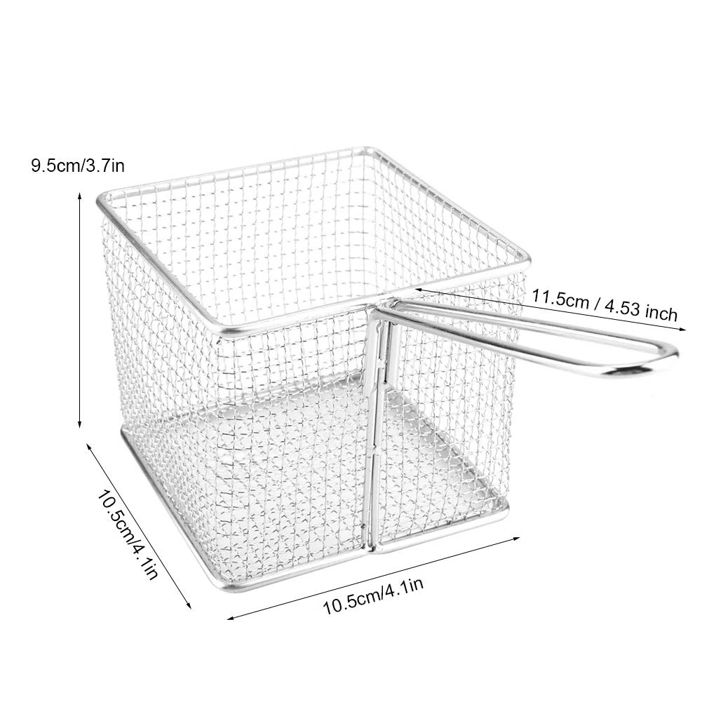 Aramox Mini Chips de Acero Inoxidable, Canasta de Papas Fritas con Asa, Ideal para Cocinar una Variedad de Alimentos Fritos en el Hogar, Restaurante