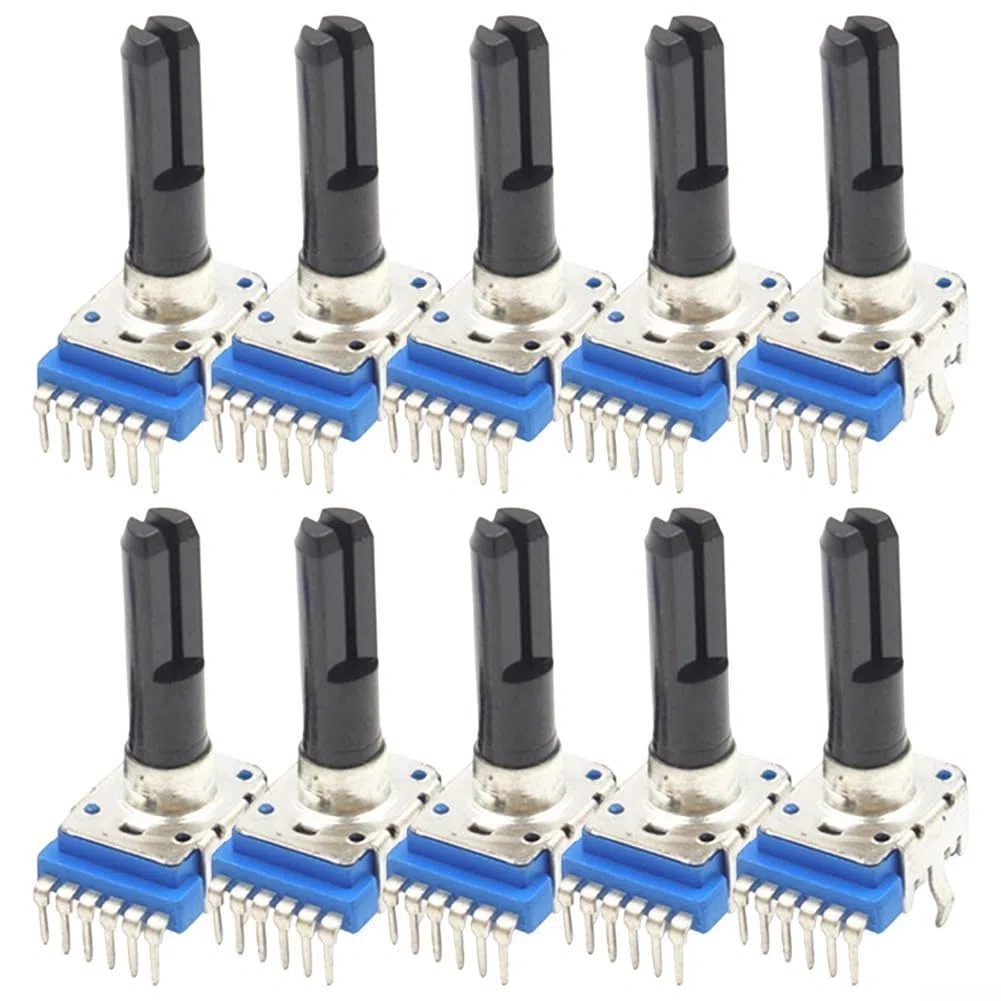 Potenciómetro de canal estéreo RK12, potenciómetros de medio eje B10K B20K B50K B100K de 6 pines, para aplicaciones de audio mezcladores (B100K)