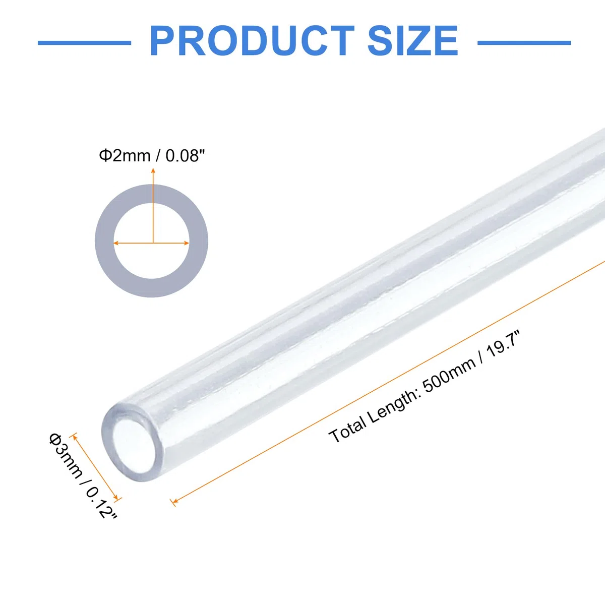 QUARKZMAN 10Pcs Tubo Plástico Transparente Rígido 2mm ID x 3mm OD, 0.5 Metros Longitud Tubos de Policarbonato para Tuberías de Agua Acuario, Sistemas de Refrigeración por Agua y Fontanería