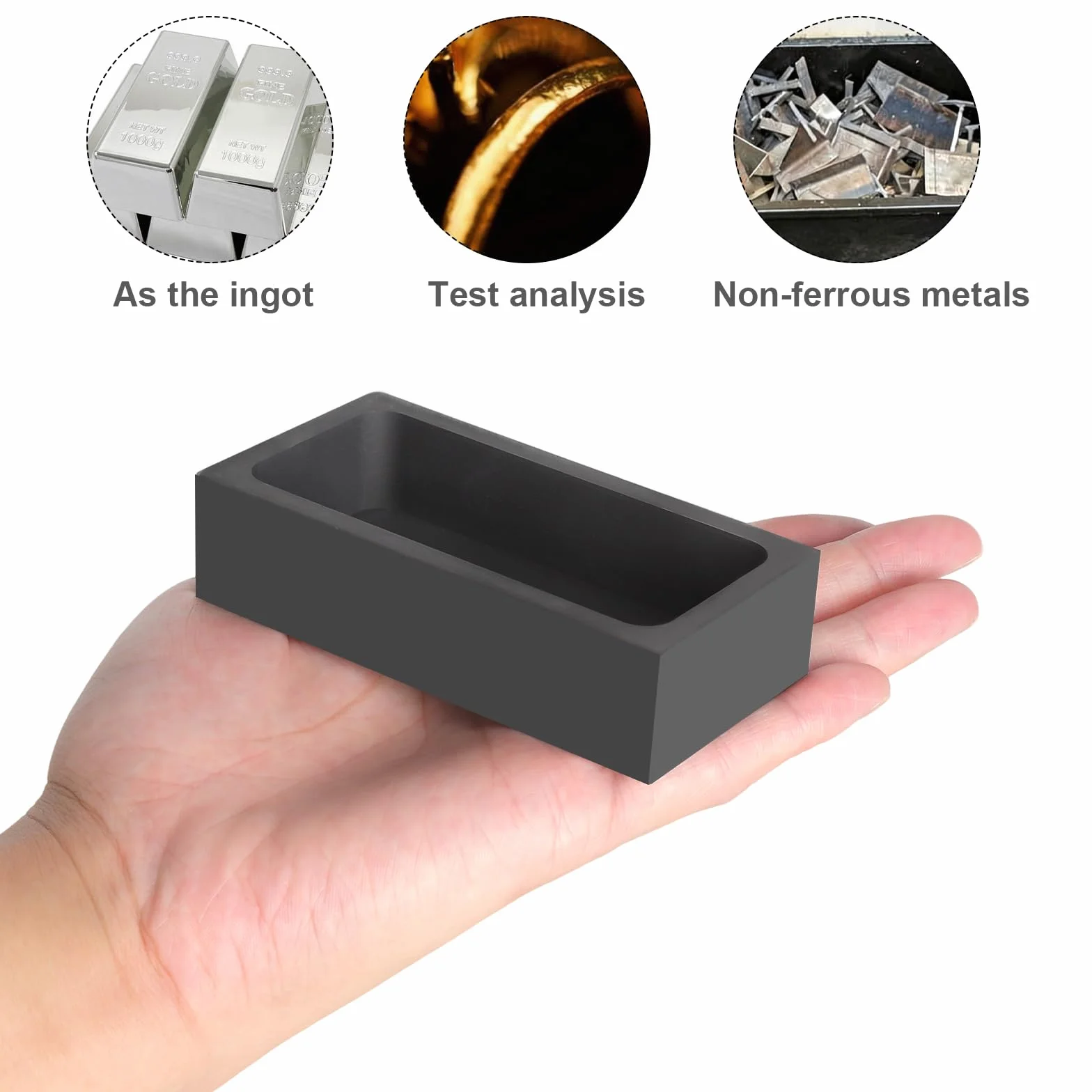 Coquilla de grafito de alta pureza Forma de barra de grafito Oro Plata Aluminio Cobre Latón Zinc-plomo Molde de fundición de metal Paquete de 1 kg