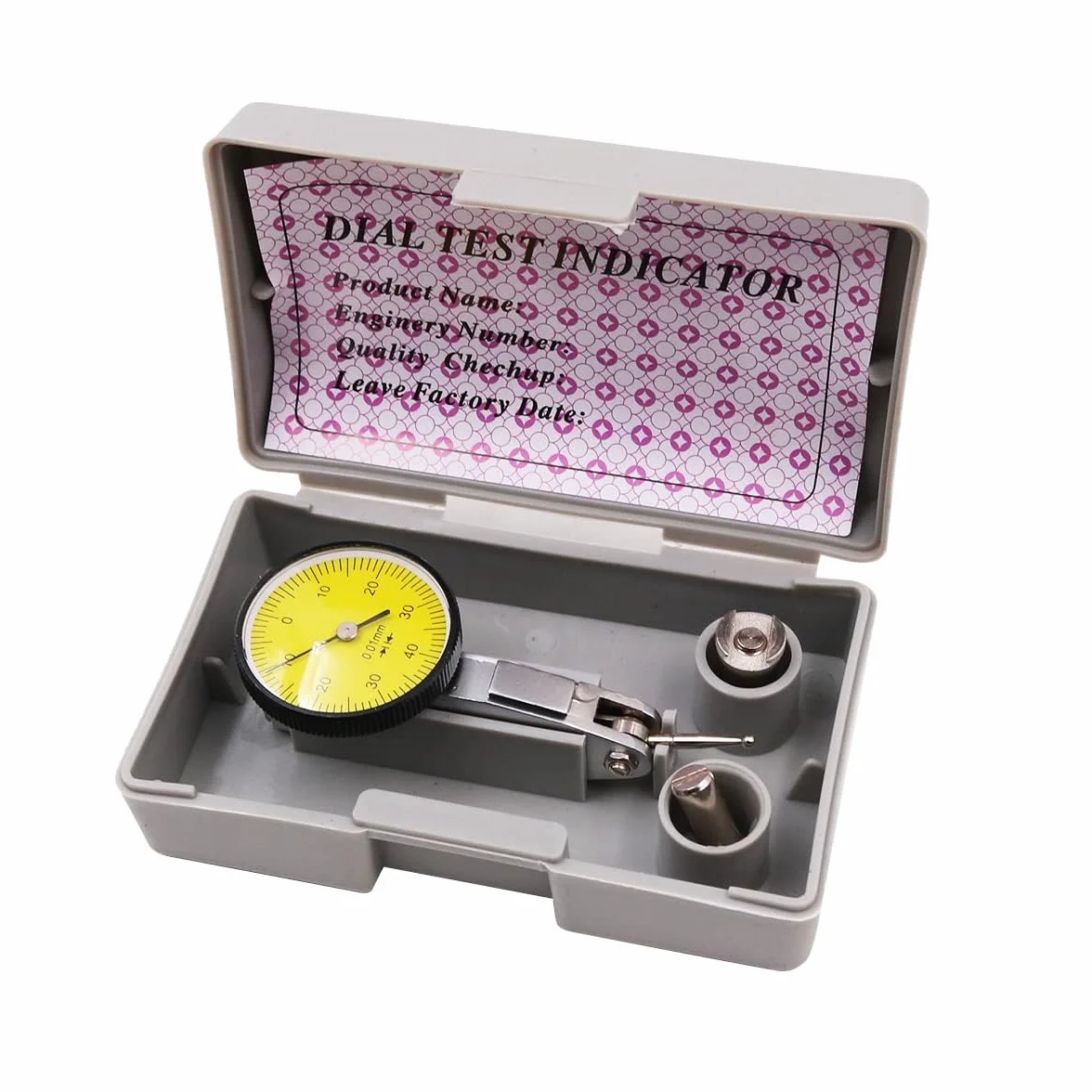 Indicador de dial 0.01mm Indicador de prueba de marcado de precisión Indicador de palanca Rango de indicador de dial 0-0.8 mm para mediciones durante el mecanizado Montaje e inspección