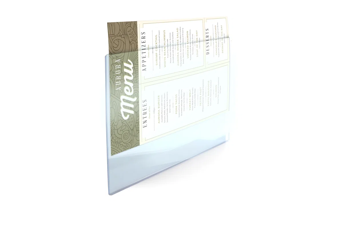 Pack 10 Fundas/Cubierta Protectora Para Carteles, Menús - Material Suave, Lavable y muy Rígido, Resistente al roce en acabado Extra Cristal con Apertura Superior by Office Box. (A4-30.4 x 21.8 cm)