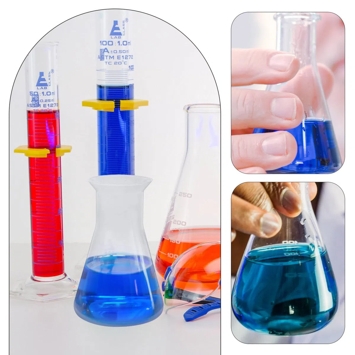 ULTECHNOVO 6piezas Frascos Erlenmeyer De Plástico Graduados Para Diseño De Cuello Estrecho Para Mezclas y Almacenamiento De Químicos De Frascos De