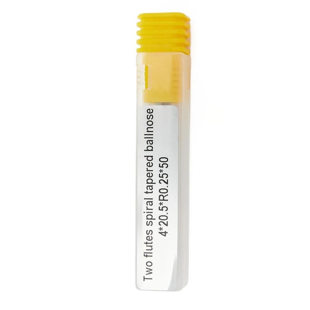 SPORTARC Fresa de punta de bola cónica, fresa de carburo, broca de enrutador CNC, radio de 0,25 mm, vástago de 4 mm, revestimiento de TiAlN para acero inoxidable, aluminio