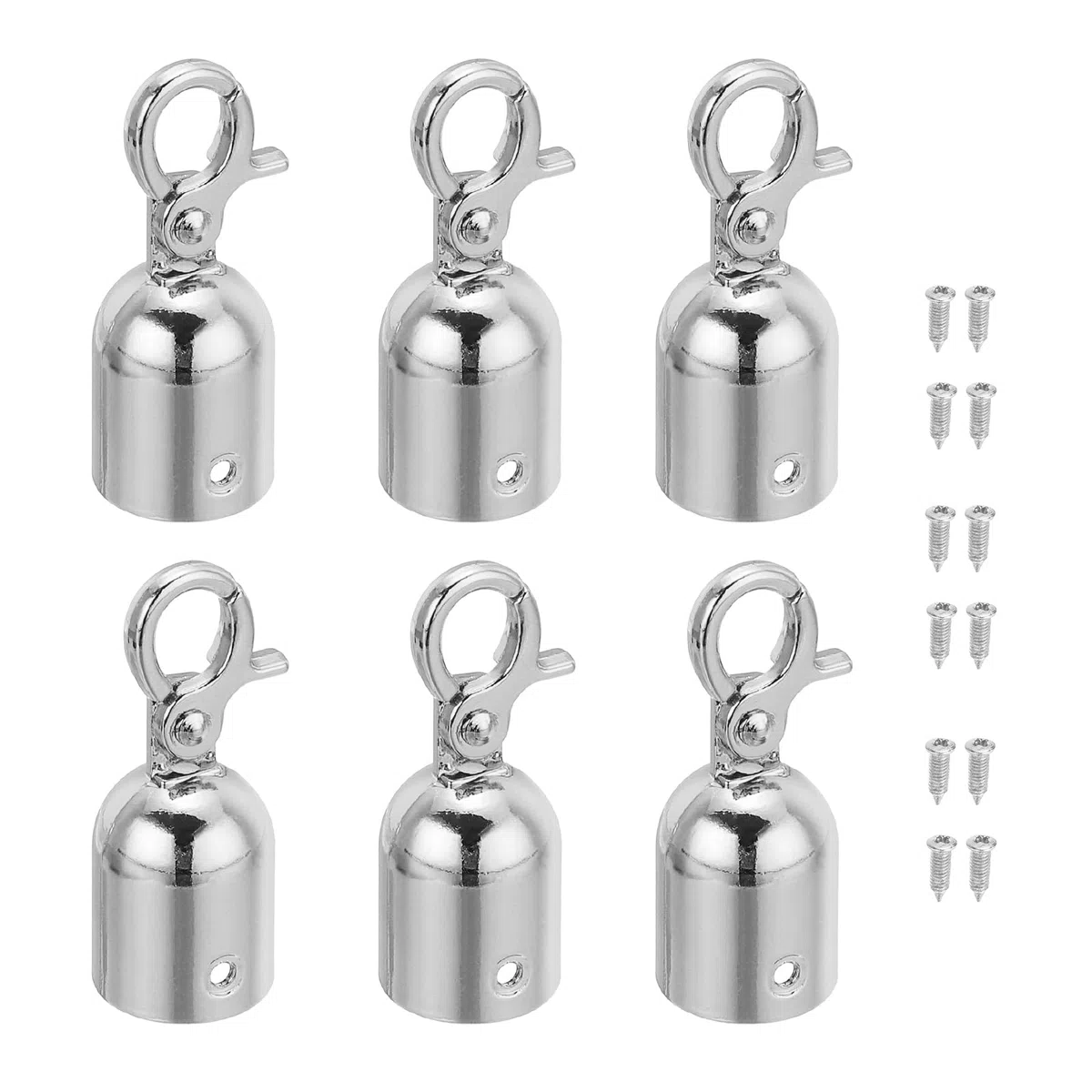 PATIKIL Tapón de Extremo para Cuerda de 0.8"x2", Pack de 6 Tapas de Extremo de Cordón con Ganchos de Presión para Control de Multitudes y Separación de Filas, Color Plata