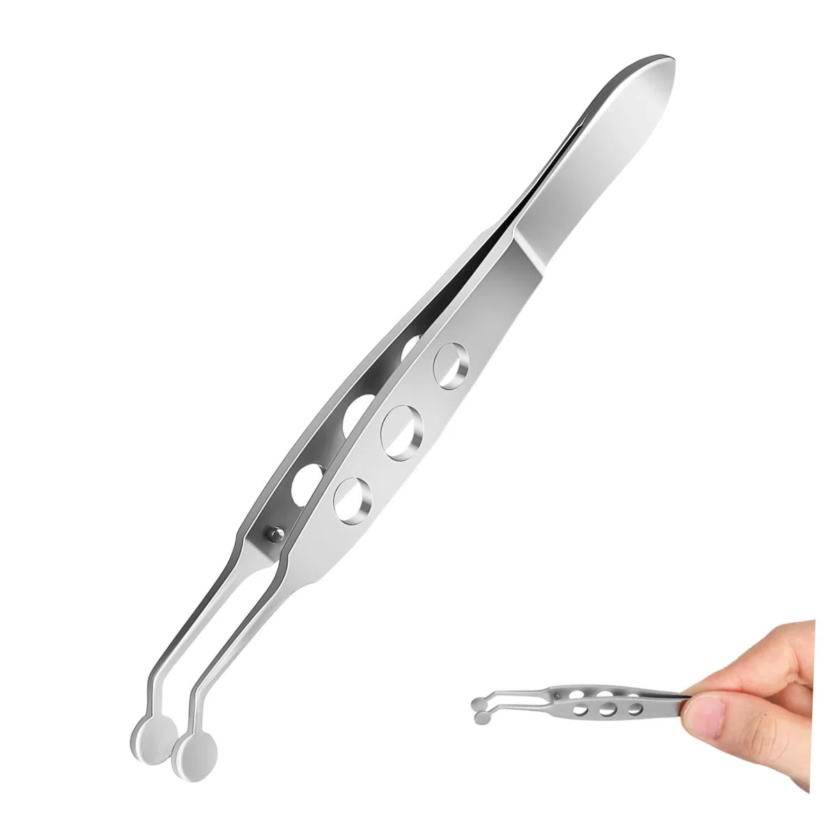 Pinzas Punta Redonda de Masaje para Glándulas de Meibomio de Acero Inoxidable para Aliviar Párpados Bloqueados y Bolsas en Ojos en Dermaplaning Facial