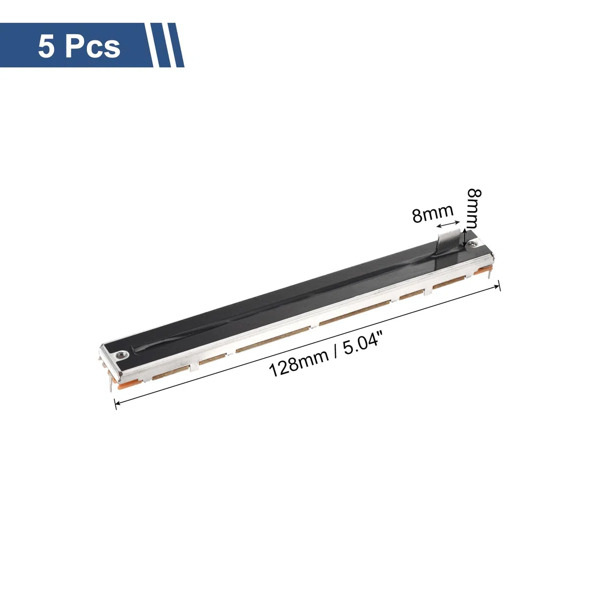 QUARKZMAN 5Pcs Potenciómetro Deslizante Doble Lineal Recto 8 Pines B10Kx2 128mm(L) Recorrido 100mm Mango 8x8mm Resistencia Variable Mezclador Potenciómetro Electrónico