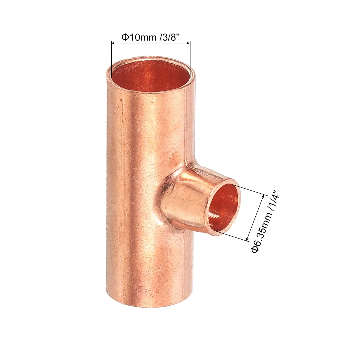 QUARKZMAN 3/8 Pulgadas x 1/4 Pulgadas x 3/8 Pulgadas Reducción de T de Cobre Conector de Tubería de Presión de Cobre para Suministro de Fontanería y Refrigeración 5 Piezas
