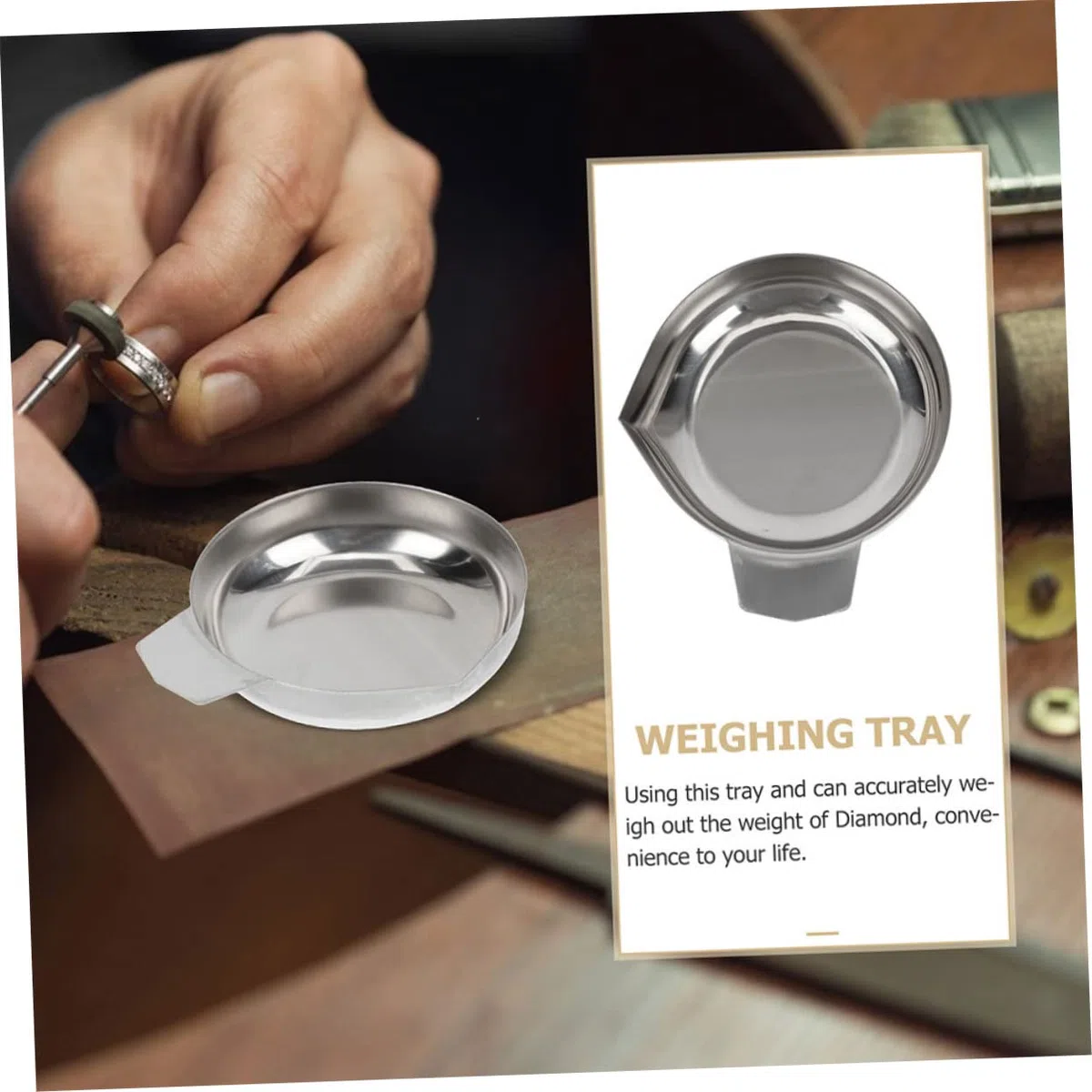 VILLCASE Bandeja de Báscula Electrónica Ligera y Segura Bordes Redondeados de Acero Inoxidable 2 Piezas para Pesar Joyería y Objetos Pequeños