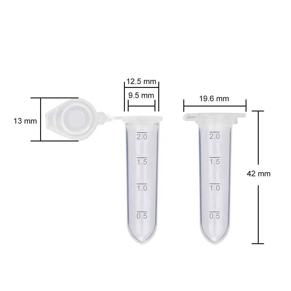 stonylab Micro Tubo de Centrífuga, 2 ml Polipropileno Graduado Transparente Plástico Centrífuga Vials con Tapa Plana a Presión, Tubos de Ensayo Micro Centrifuge Tubes (2 ml, Paquete de 200)