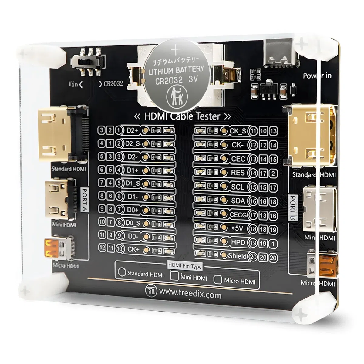 Treedix Comprobador de Cables HDMI Estándar, Micro y Mini - Herramienta de Diagnóstico para Comprobar Rápidamente el Estado y Continuidad del Cable