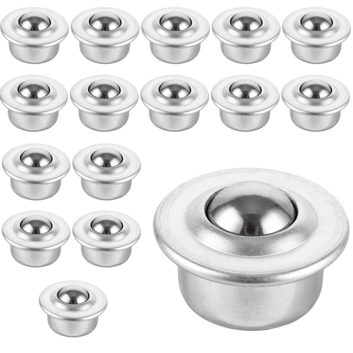 16 ruedas de bolas de 15 mm, rodamientos de bolas de acero al carbono, para muebles, cargas pesadas, rodamientos de bolas con bola de acero para transportador, equipaje deslizante, engranaje