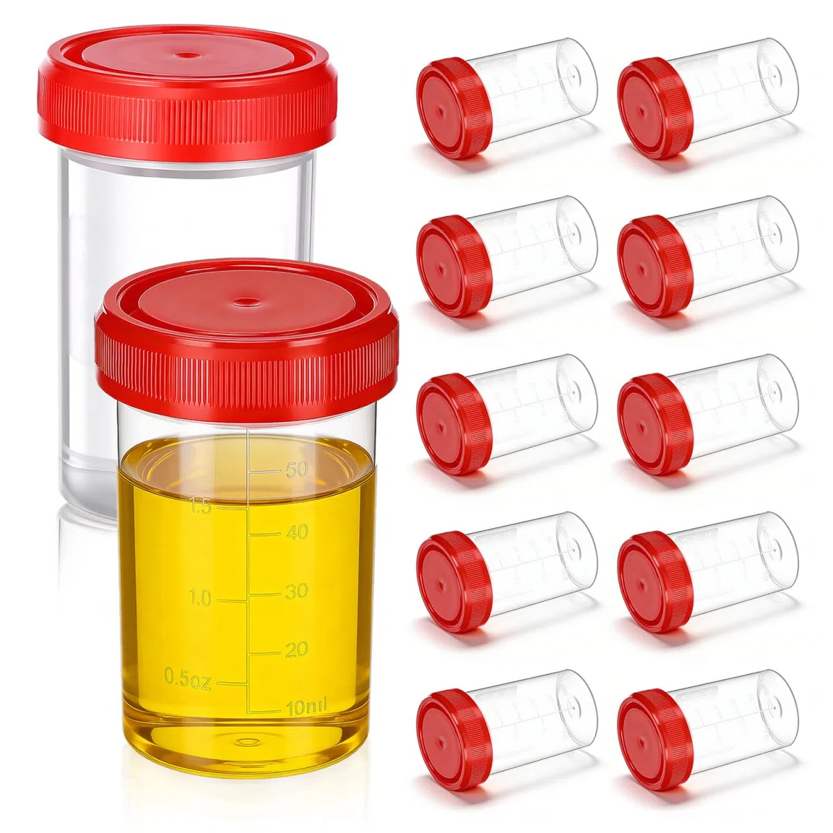 iplusmile 15 tazas de recolección de orina con tapa recipientes para muestras con escala de mililitros copas para muestras de orina para consultorios médicos hospitalarios y laboratorios