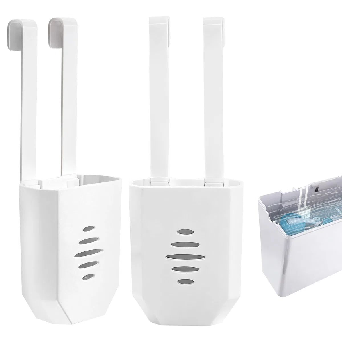 2 soportes para pastillas de limpieza de tanque de inodoro,para pastillas de inodoro con gancho, soporte para pastillas de lejía, mantiene las alejadas de la pared del tanque y