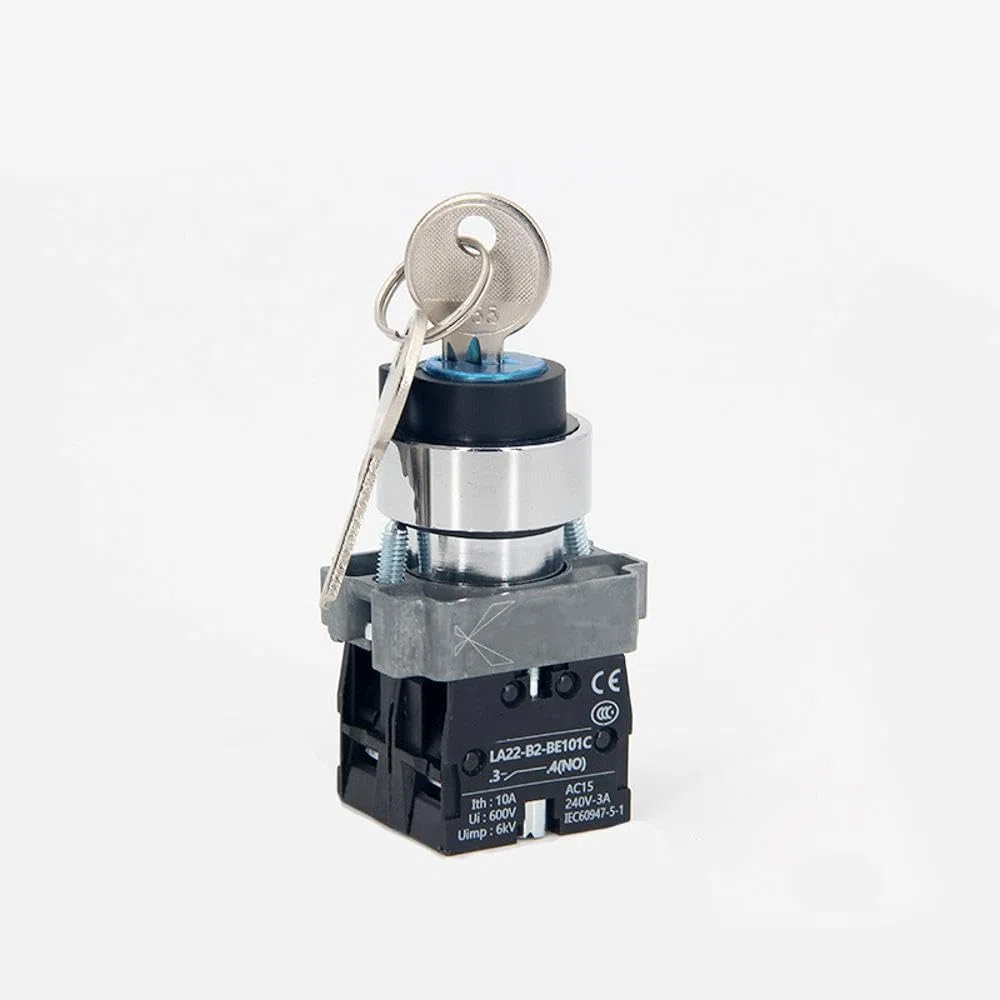 1 interruptor de bloqueo de llave, 22 mm, interruptor de botón con llave DPST para contactor, relé (bloqueo de 2 posiciones)