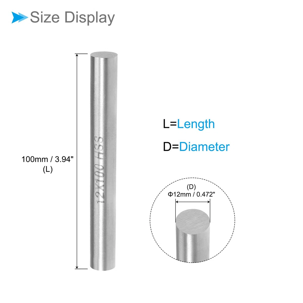 Varilla Redonda Acero Diámetro 12 mm Longitud 100 mm Barra Acero Rápido Stock para Hacer Manualidades Herramienta Bricolaje para Taladros Tornos Máquinas Taladrado 2 Uds