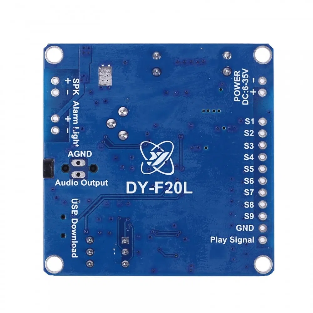 DY-F20L Módulo de reproducción de voz mono, 12 V, 24 V, 10 W, 20 W, tablero de mensajes de voz para fiesta de festival de música