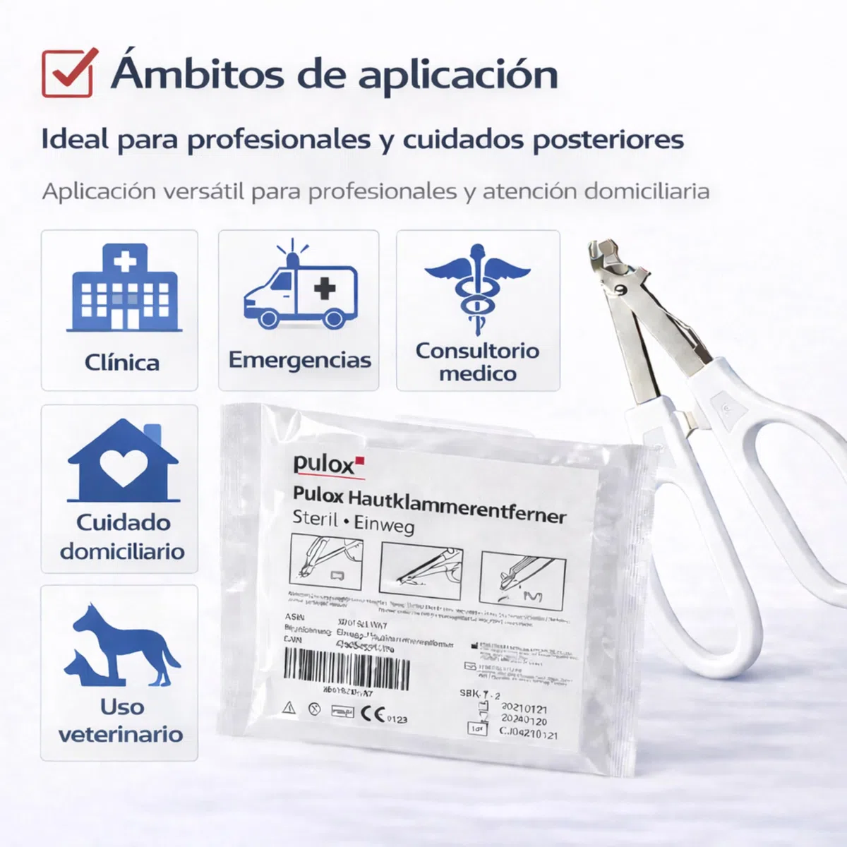 Pulox Grapadora cutánea desechable estéril con 35 grapas + Extractor de grapas (set médico)