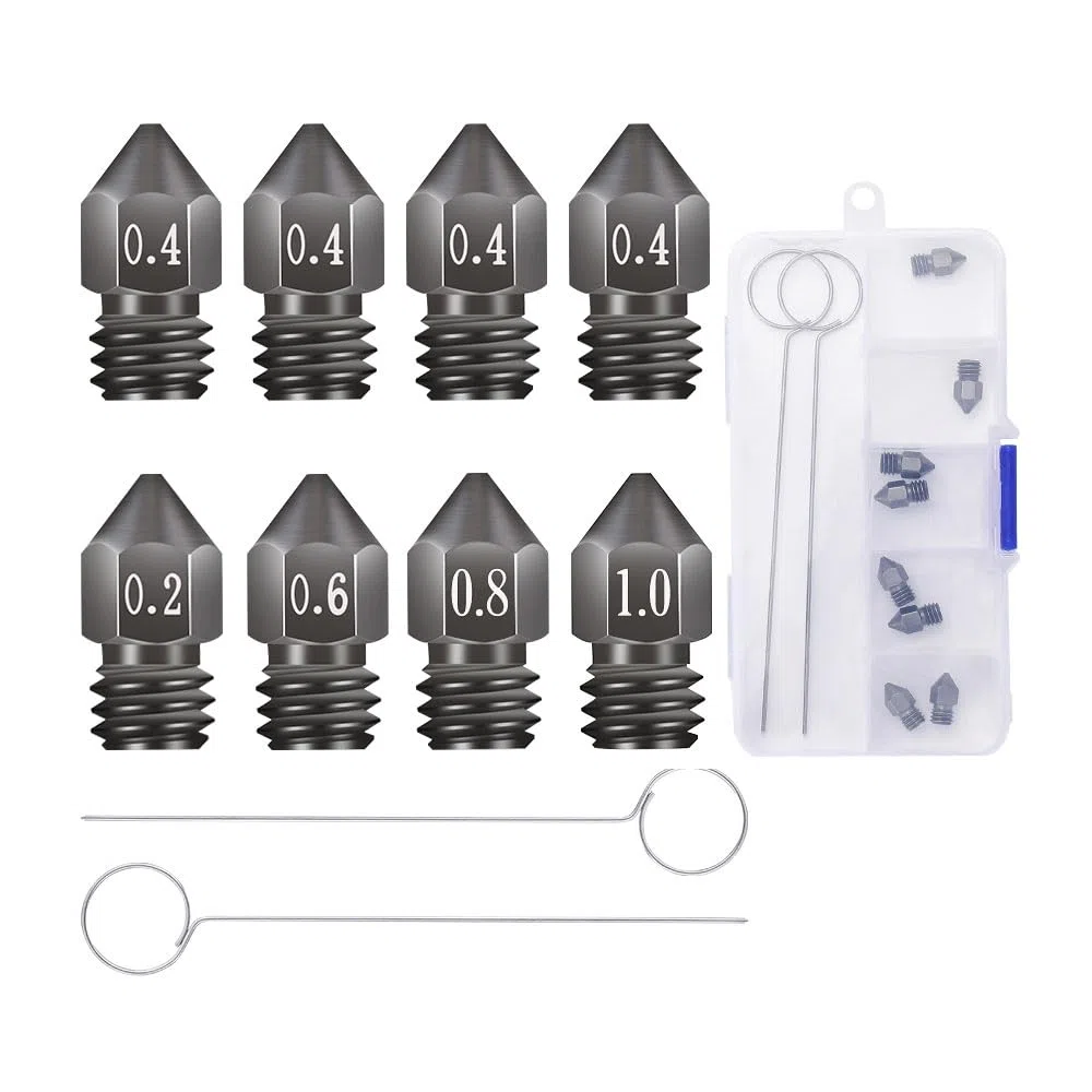 Sovol 8 boquillas Creality Upgraded para impresora 3D de acero endurecido MK8, boquillas de extrusión, 0,2 mm, 0,4 mm, 0,6 mm, 0,8 mm, 1 mm, para Ender 3 Ender 3 Pro CR-10