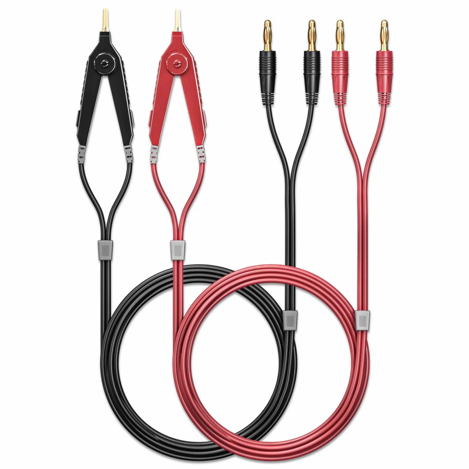 LCR Meter Messleitungen Terminal Kelvin Clips Cable Alambres a 4 mm Banana Conectores Dorados 1,2 m/3,94 ft para DMM